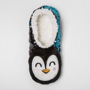 Cute Penguin reversible Sequin slippers